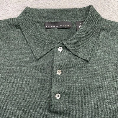 Metropolitan View Extra Fine Italian Merino Wool Pullover Polo Sweater Men XL - Image 1 of 4