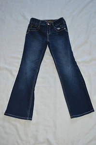 Justice Jeans Girls 7R Simply Low Boot Cut Dark Wash Cotton Blend Everyday - Picture 1 of 6