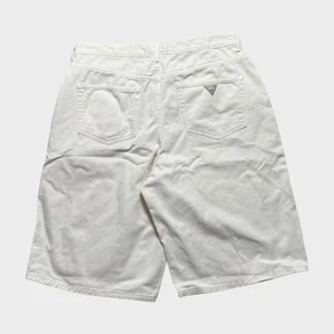 Vintage Guess U.S.A. Men's Cream White Denim Shorts Super Baggy Fit 36 Waist - Picture 1 of 5