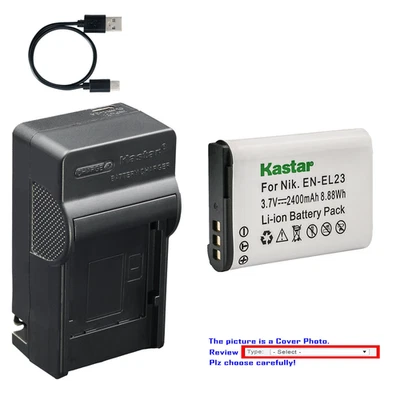 Cargador de batería Kastar EN-EL23 AC y USB-C para cámara digital Nikon Coolpix S810c Foto 1 de 4