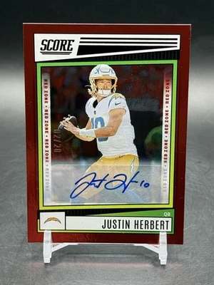2022 Panini Score Red Zone Autograph JUSTIN HERBERT Auto 2/20 LA CHARGERS 🔥🔥 - Image 1 of 4
