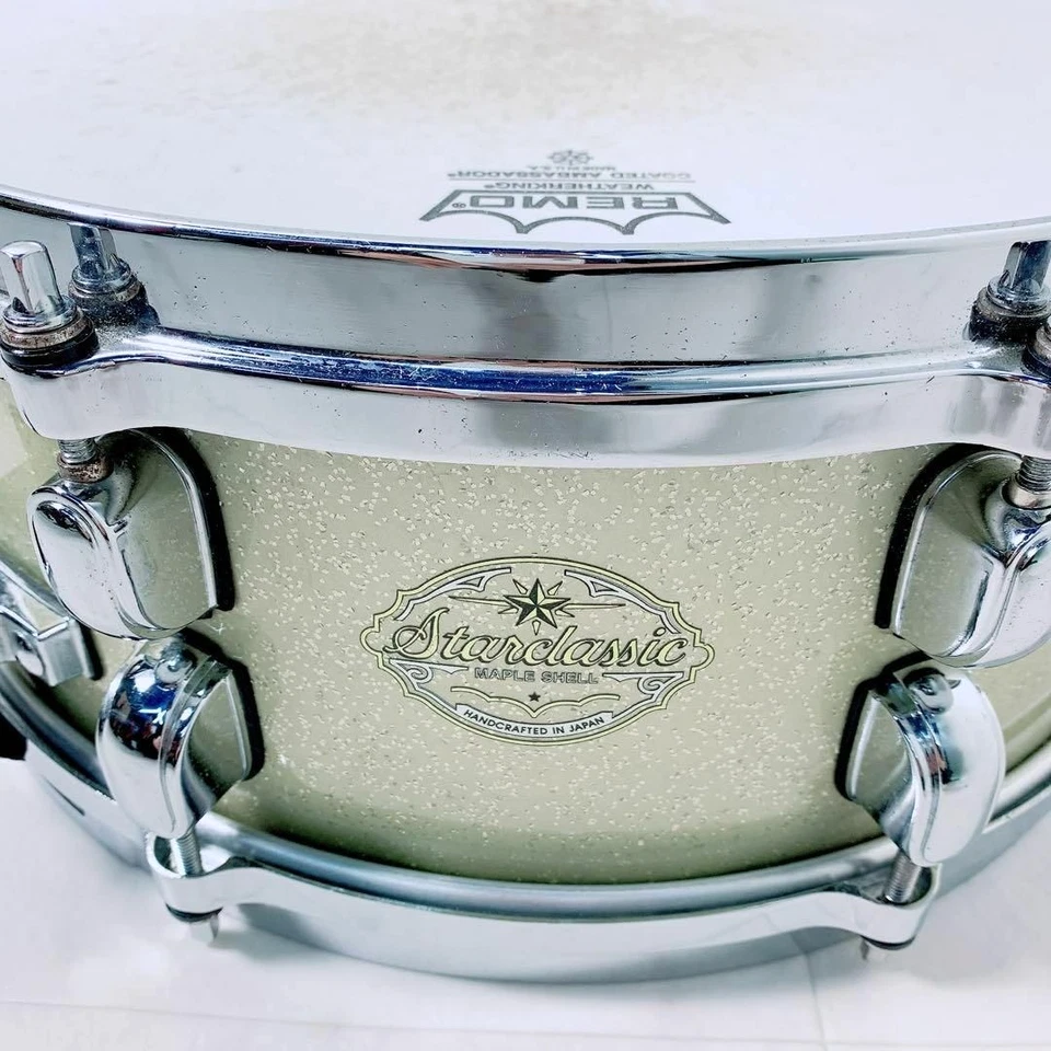 TAMA Starclassic Maple Shell Snare Drum White Sparkle 14"x5.5" Made in Japan - Image 1 of 4