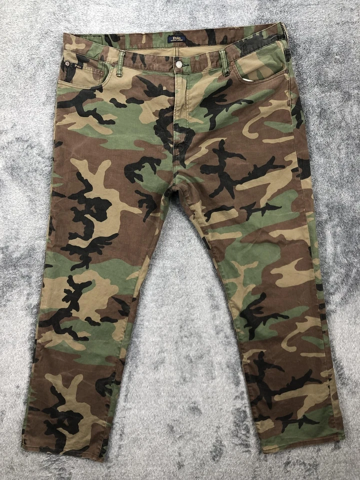 Calça Polo Ralph Lauren Masculina 46x32 Verde Camuflagem Hampton Relaxada Reta Chino - Imagem 1 de 4