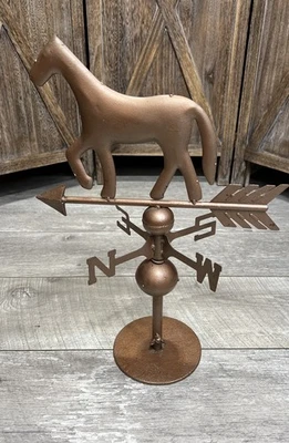 Vintage Metal Horse Weathervane with Arrow 19” Tall Primitive Country Cabin Art - Image 1 of 4