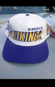 Vintage Minnesota Vikings Sports Specialties Shadow Script NFL 90s Snapback Hat - Picture 1 of 10
