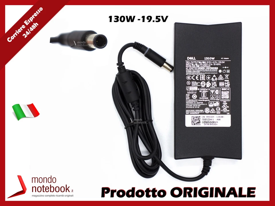 Alimentatore Originale DELL 130W (7,4x5mm) per Inspiron 1720 1721 1750 300m - Bild 1 von 1