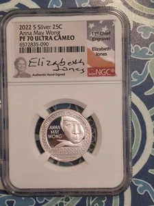 2022 S SILVER ANNA MAY WONG QUARTER NGC PF 70 ULTRA CAMEO ELIZABETH JONES - Bild 1 von 4