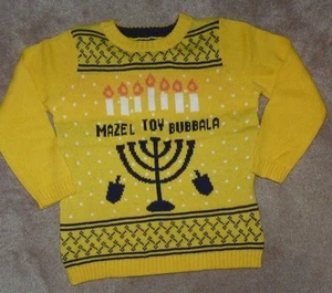 NEW Ugly Christmas Holiday Sweater Kids Boys 6 Mazel Tov Bubbala A445 - Picture 1 of 1