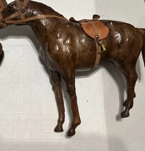 Vtg Leather Horse With Saddle Brass Stirrups - Picture 1 of 11
