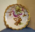 Vtg Limoges Painted Grapes W/ Gold Rim Plate 8.5" Signed