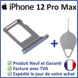 TIROIR CARTE SIM DE L'IPHONE 12 PRO MAX BLEU AVEC JOINT ÉTANCHE + OUTIL - Photo 1 sur 3