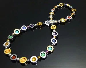 Chakra Magnetic Hematite Necklace Colourful Gemstone Healing - Picture 1 of 18