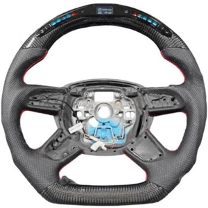 LED Real Carbon Fiber Sport Steering Wheel Fit 2012-2016 Audi A4 A5 A6 A7 A8 Q7 - Imagen 1 de 5