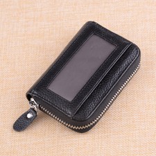 RFID Wallet Credit Card Holder Genuine Leather Blocking Zipper Pocket Thin New
