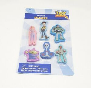 2- Disney Pixar Toy Story 4 Erasers 6-Pack. Woody, Buzz, Forky & More, Ages 3+ 