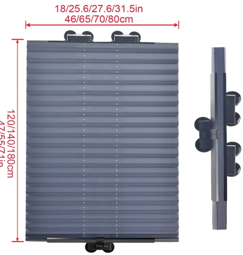 28''x65''Pleated Shade Window Blind Sun UV Half Blackout Blind Roller Car window - Image 1 of 4