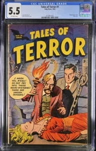 TALES OF TERROR #1 1952 TOBY RARE PRE-CODE HORROR COMIC BOOK CGC GRADED 5.5 PCH - Picture 1 of 7