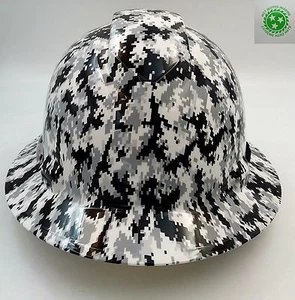 Hard Hat FULL BRIM custom hydro dipped , OSHA approved WHITE DIGITAL CAMO NEWEST - Picture 1 of 6
