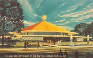 # K1259 NEW YORK WORLD'S FAIR POSTCARD, 1964, BILLY GRAHAM PAVILION - Picture 1 of 2