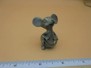 Vintage Hudson Solid Pewter Large Ear Mouse w Long Tail Signed WF - Picture 1 of 2