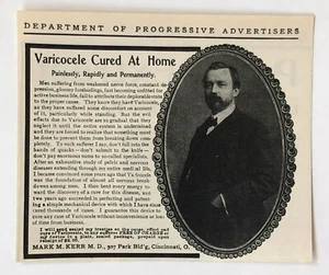 Medicina curandera 1904 varicocele publicidad curada hombres que sufren antiguo AD - Imagen 1 de 1