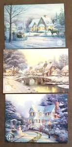 Set of 3 Thomas Kinkade Postcards Christmas Winter Theme Unpost Ephemera Vintage - Picture 1 of 11