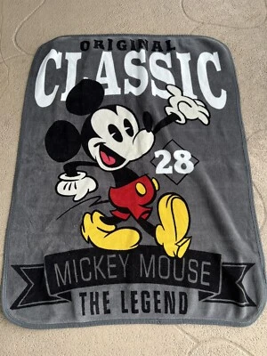 Disney Mickey Mouse Classic Gray Black Blanket Fleece 40 x 50 - Image 1 of 4