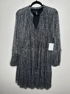 1.STATE Womens Sliver Black Long Sleeve Party Formal Dress Size XL NWT - Picture 1 of 9