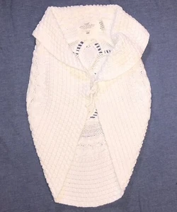 H&M L.O.G.G. Girls CABLE POPCORN KNIT White Sweater 6-8 Vest Cardigan Bolero - Picture 1 of 5
