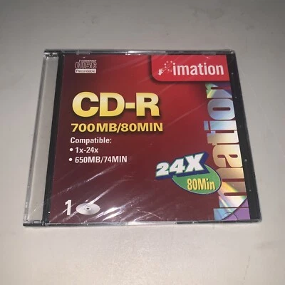 Imation CD-R 700MB/80MIN 24X Compact Disc. New Sealed. - Image 1 of 2