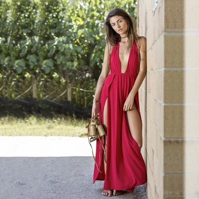 Wicked Weasel 586 Biosphere Maxi Dress Rot Large - Bild 1 von 4