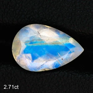 2.71Ct Pear 12.27 x 8.12 MM White transparent Blue Flashing Blue Moonstone - Picture 1 of 5