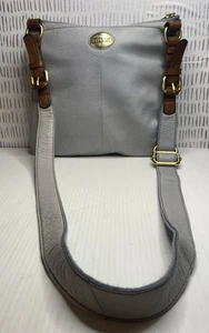 Fossil Explorer Crossbody Bag Blue/ Gray Leather Handbag Adjustable Strap - Picture 1 of 13