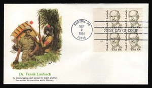 #1864 30c Frank Laubach-Block of 4 w/ Plate #, Fleetwood **ANY 5=FREE SHIPPING** - Picture 1 of 1