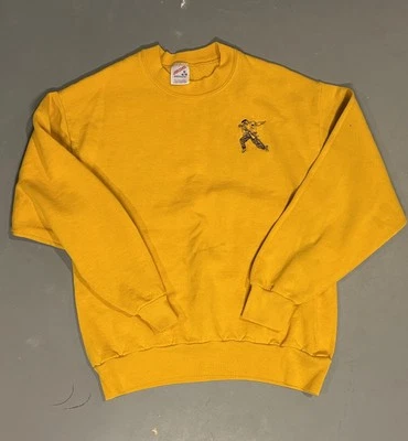 Sudadera vintage bordada Elvis años 80 Jerzees talla mediana amarilla poli algodón  Foto 1 de 4