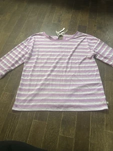 Pullover T By Talbots Mujer SP Radiante Orquídea Rayas Mangas 3/4 Corbata Trasera XL - Imagen 1 de 7