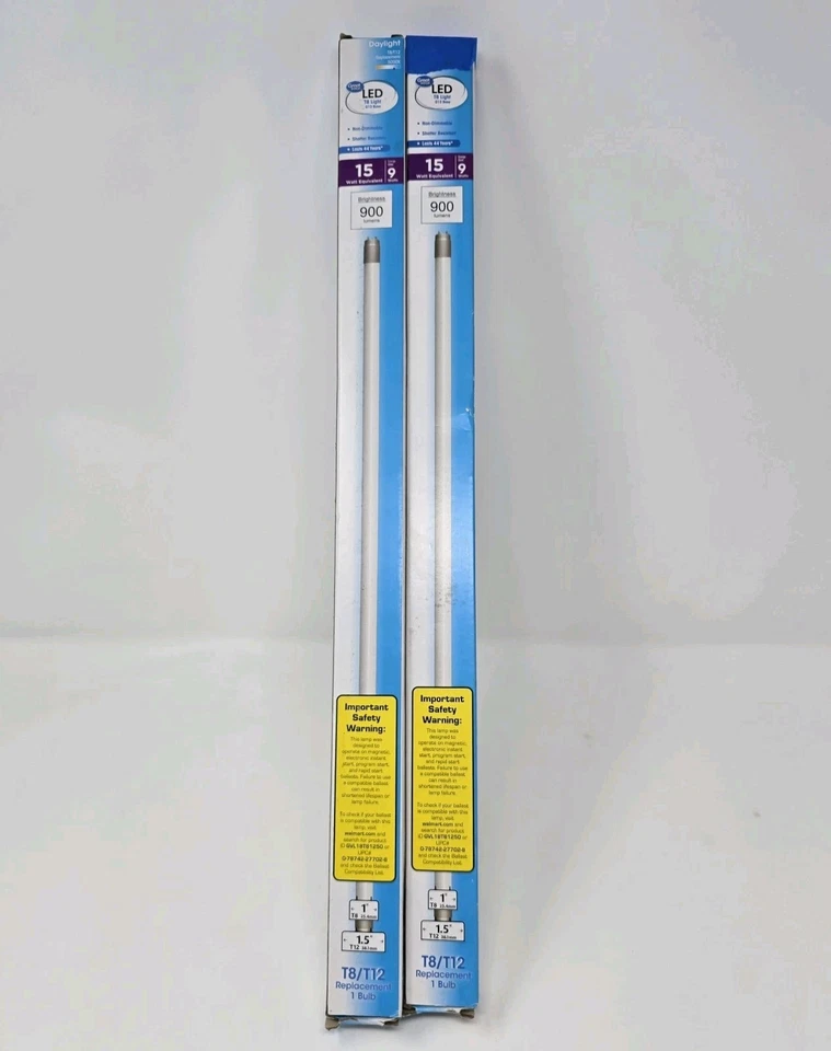 2x 900 Lumens 9 Watts 15W Equivalent T8/T12 Lamp G13 Base Non Dimmable 18in-tw - Image 1 of 4