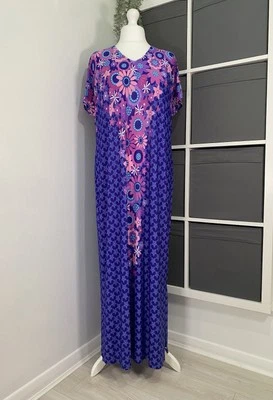 Bob Mackie Maxi Dress Size Large Silky Jersey Wearable Art Bright 70s Cruise - Image 1 of 4