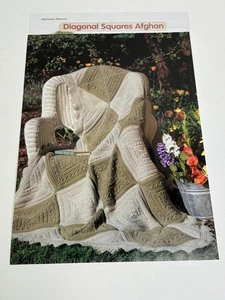 Patchwork Pleasures Diagonal Squares Afghan Knitting Pattern Worsted - Picture 1 of 3