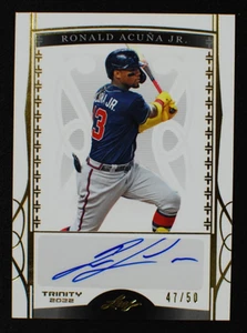 🌟 RONALD ACUNA JR - 2022 Leaf Trinity GOLD AUTO /50 - Braves - Picture 1 of 2