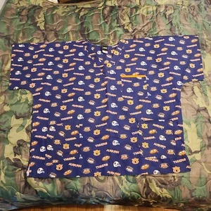 Scrub Dudz Auburn Tigers Mens Medical Scub Top Short Sleeve Size 3XL - Picture 1 of 7