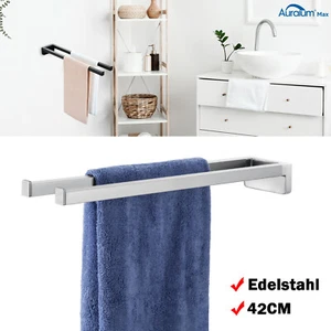 2-Armig Edelstahl Handtuchhalter Handtuch Wand Bad Handtuchstange Ohne Bohren - Bild 1 von 25
