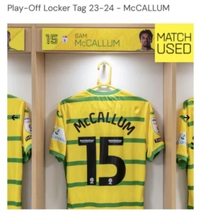 Sam McCallum #15 Norwich City FC Play Off Home Armadietto Armadietto con COA - Foto 1 di 12