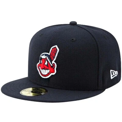 Boné chapéu ajustado New Era autêntico Cleveland Indians Wahoo Guardians azul marinho 59Fifty - Imagem 1 de 4