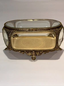 Hollywood Regency Stylebuilt Jewelry Casket Filigree Beveled Glass Octagon X-lg - Picture 1 of 22