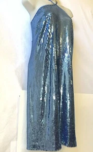 Womans Plus Prabal Gurung Shiny Light Blue Dress Sequins Sleeveless Sz L Large - Picture 1 of 9