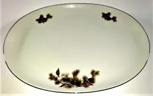 Vintage Pine Pattern Serving Platter - Fancy China 14 1/8" by 10" Gilded Silver - Picture 1 of 5