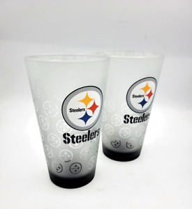 Pittsburgh Steelers Satin Glass Etch 16oz Pint Glass Tumblers Set of 2