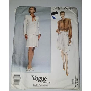 Yves Saint Laurent Vintage Diseñador Vogue 2663 Patrón de Costura 8-10-12 - Imagen 1 de 5