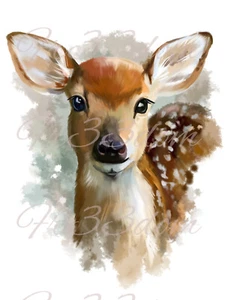 Waterslide Decal Image Transfers Furniture Wood Ceramics Print Watercolour Deer - Picture 1 of 23